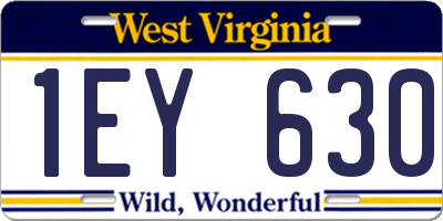 WV license plate 1EY630