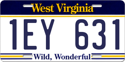 WV license plate 1EY631