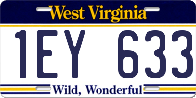 WV license plate 1EY633