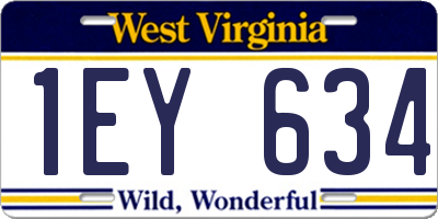 WV license plate 1EY634
