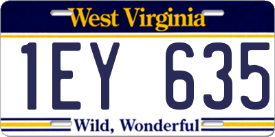 WV license plate 1EY635