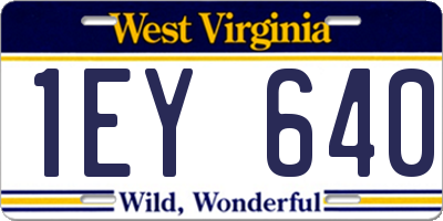 WV license plate 1EY640