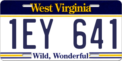 WV license plate 1EY641