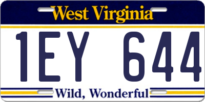 WV license plate 1EY644