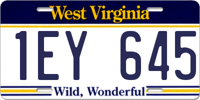 WV license plate 1EY645