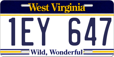 WV license plate 1EY647