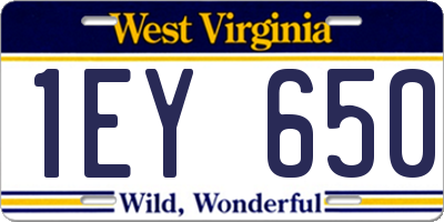 WV license plate 1EY650