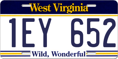WV license plate 1EY652