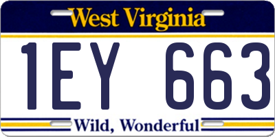 WV license plate 1EY663