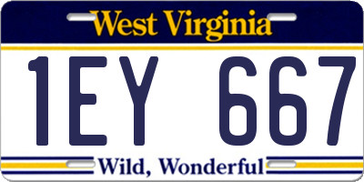 WV license plate 1EY667
