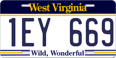 WV license plate 1EY669