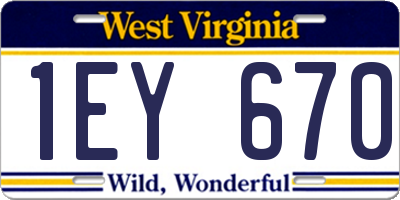 WV license plate 1EY670