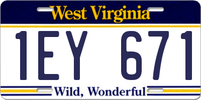 WV license plate 1EY671
