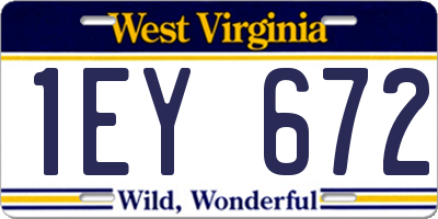 WV license plate 1EY672