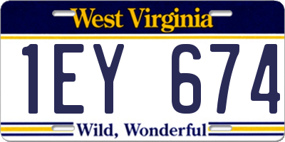 WV license plate 1EY674