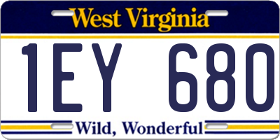 WV license plate 1EY680