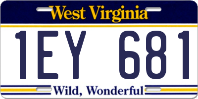 WV license plate 1EY681