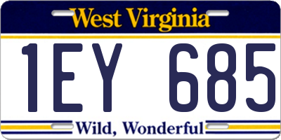 WV license plate 1EY685