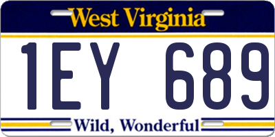 WV license plate 1EY689
