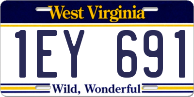 WV license plate 1EY691