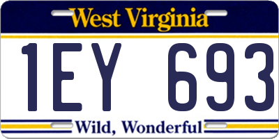 WV license plate 1EY693