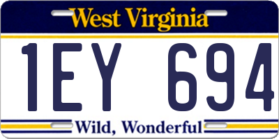 WV license plate 1EY694