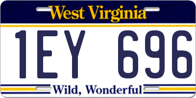 WV license plate 1EY696