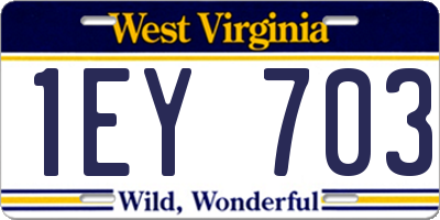 WV license plate 1EY703