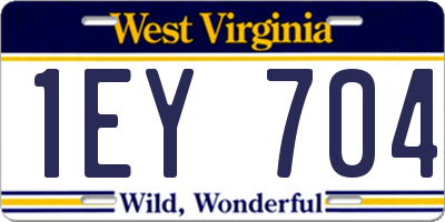 WV license plate 1EY704
