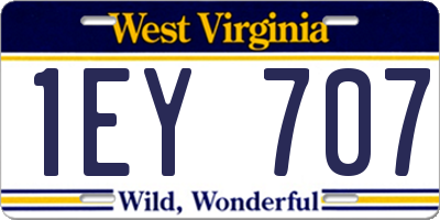 WV license plate 1EY707