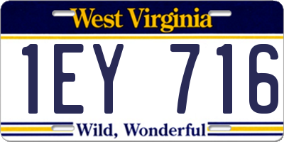 WV license plate 1EY716