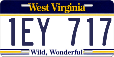 WV license plate 1EY717