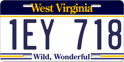 WV license plate 1EY718