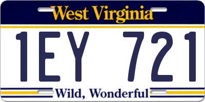 WV license plate 1EY721