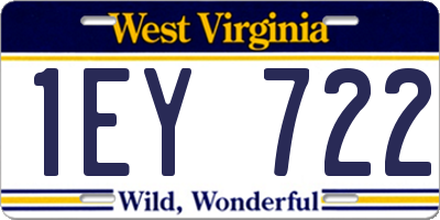 WV license plate 1EY722