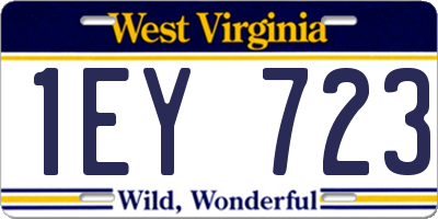 WV license plate 1EY723