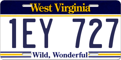 WV license plate 1EY727