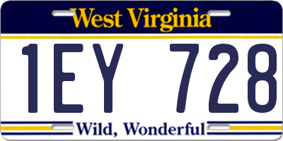 WV license plate 1EY728