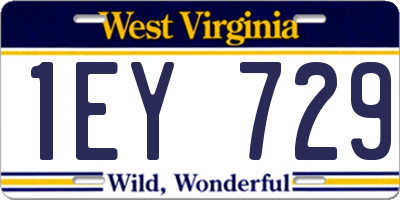 WV license plate 1EY729