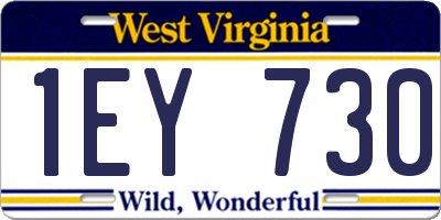 WV license plate 1EY730