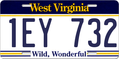 WV license plate 1EY732
