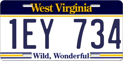 WV license plate 1EY734