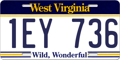 WV license plate 1EY736