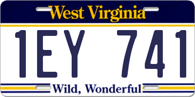 WV license plate 1EY741