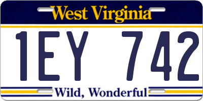WV license plate 1EY742