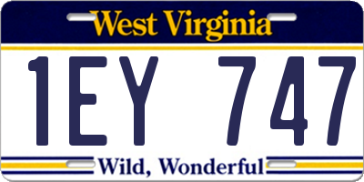 WV license plate 1EY747