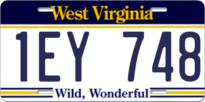 WV license plate 1EY748