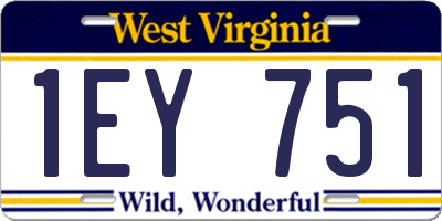 WV license plate 1EY751