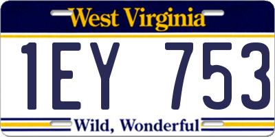 WV license plate 1EY753