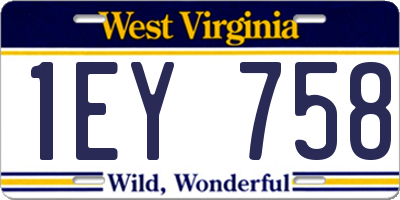 WV license plate 1EY758